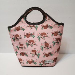 Fit+Fresh Sloth Lunch Bag, Pink, Insulated Lunch Tote Box Purse